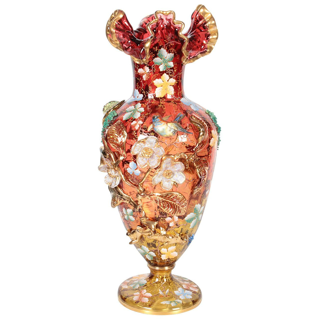 14 Unique Amber Glass Flower Vase 2024 free download amber glass flower vase of moser glass amberina red vase with raised flowers leaves jewels regarding moser glass amberina red vase with raised flowers leaves jewels and bird from a unique co