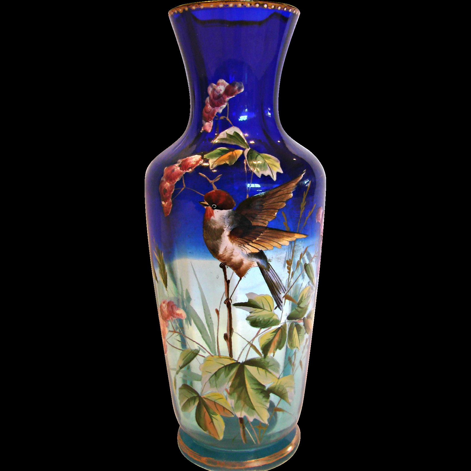 15 Stunning Antique Bohemian Glass Vase 2024 free download antique bohemian glass vase of bohemian shaded blue clear art glass vase enameled bird c 1880 for bohemian shaded blue clear art glass vase enameled bird c 1880