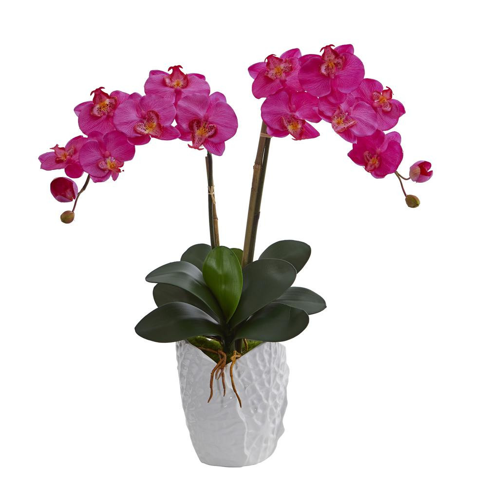 23 Popular Artificial Flowers In Vase Large 2024 free download artificial flowers in vase large of artificial plants flowers home accents the home depot throughout double phalaenopsis orchid artificial arrangement in white ceramic vase