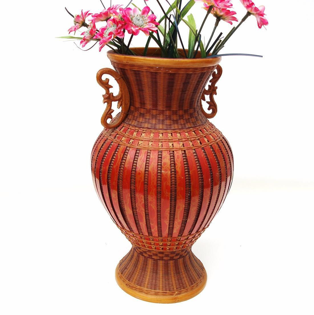 25 Amazing Bamboo Wall Vase 2024 free download bamboo wall vase of vintage wicker vase bamboo basket rattan urn flower container intended for vintage wicker vase bamboo basket rattan urn flower container ceramic insert red brown by whimz