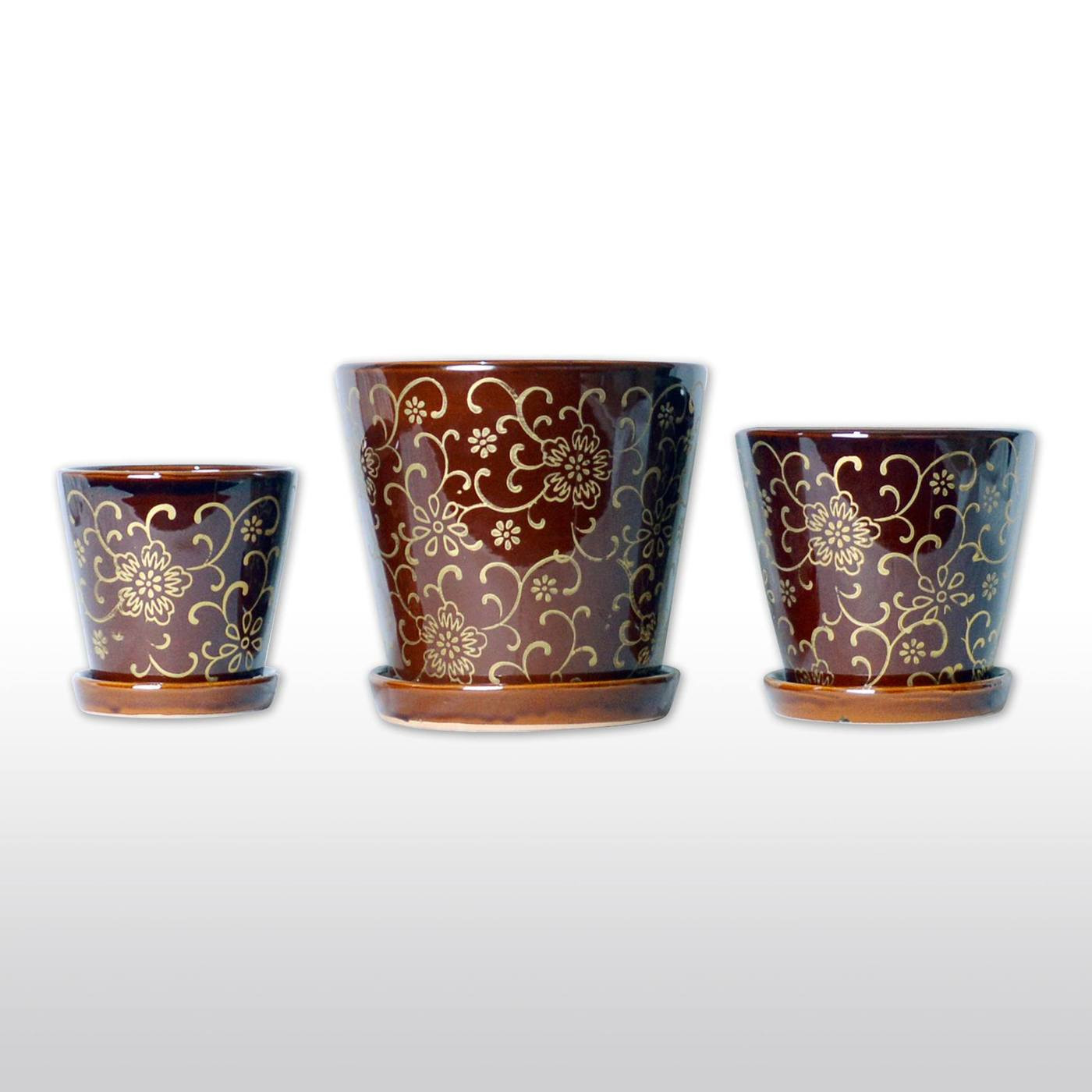 17 Elegant Ceramic Vase Painting Ideas 2024 free download ceramic vase painting ideas of a trio of ceramic planters with trays floral motif three pots inside ceramic planters ceramic flower pots with bottom trays with golden designs in burgundy set