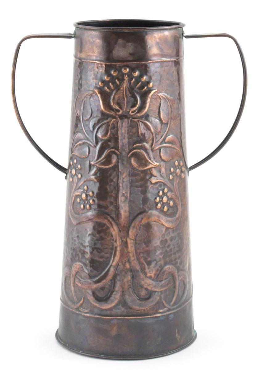 14 Stylish Copper Flower Vase 2024 free download copper flower vase of an arts and crafts large patinated copper vase tapering cylindrical with an arts and crafts large patinated copper vase tapering cylindrical form with applied strap han