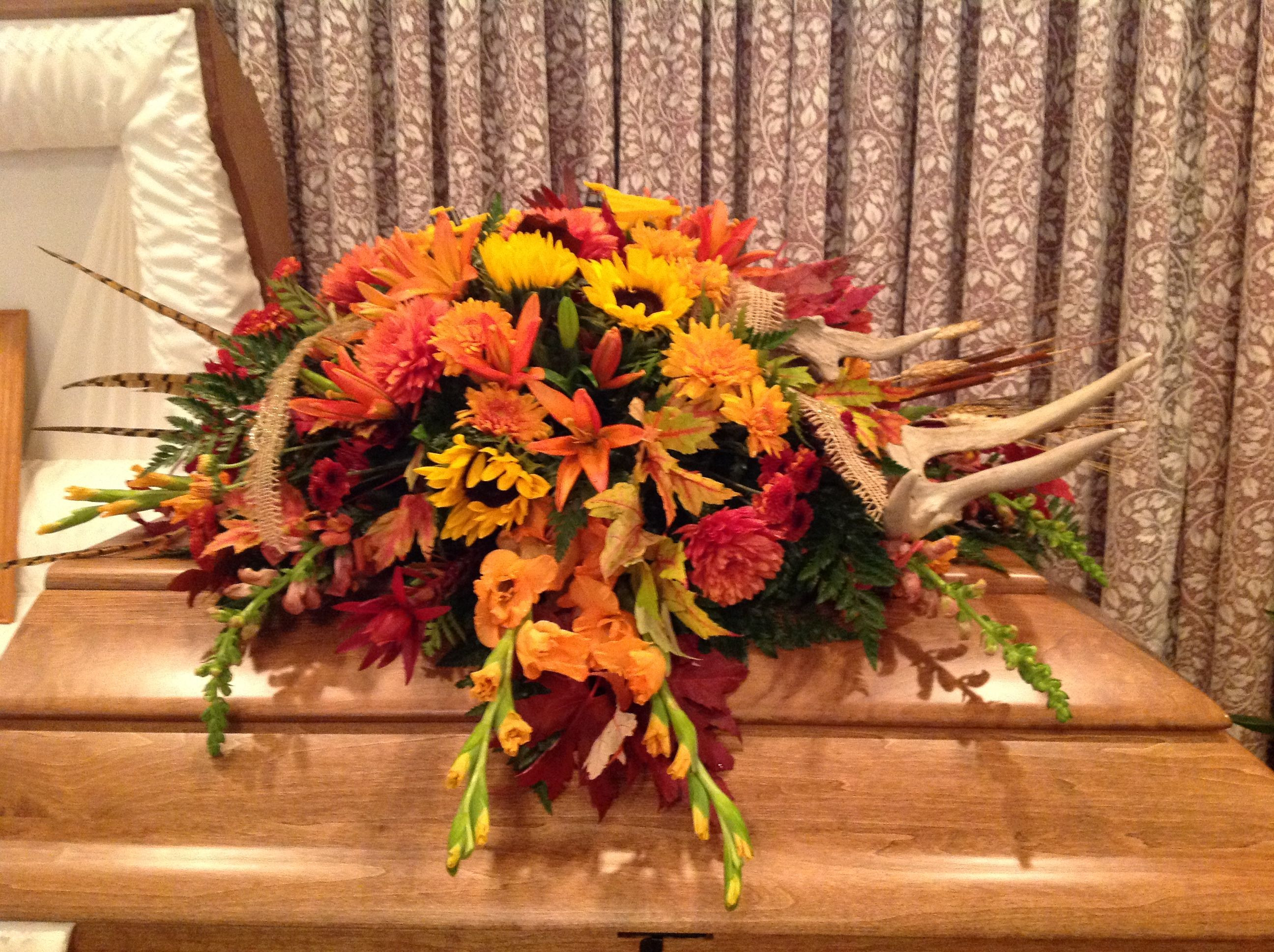 19 Lovely Debi Lilly Design Illusion Vases 2024 free download debi lilly design illusion vases of casket spray of fall flowers and leaves along with pheasant feathers throughout casket spray of fall flowers and leaves along with pheasant feathers wheat