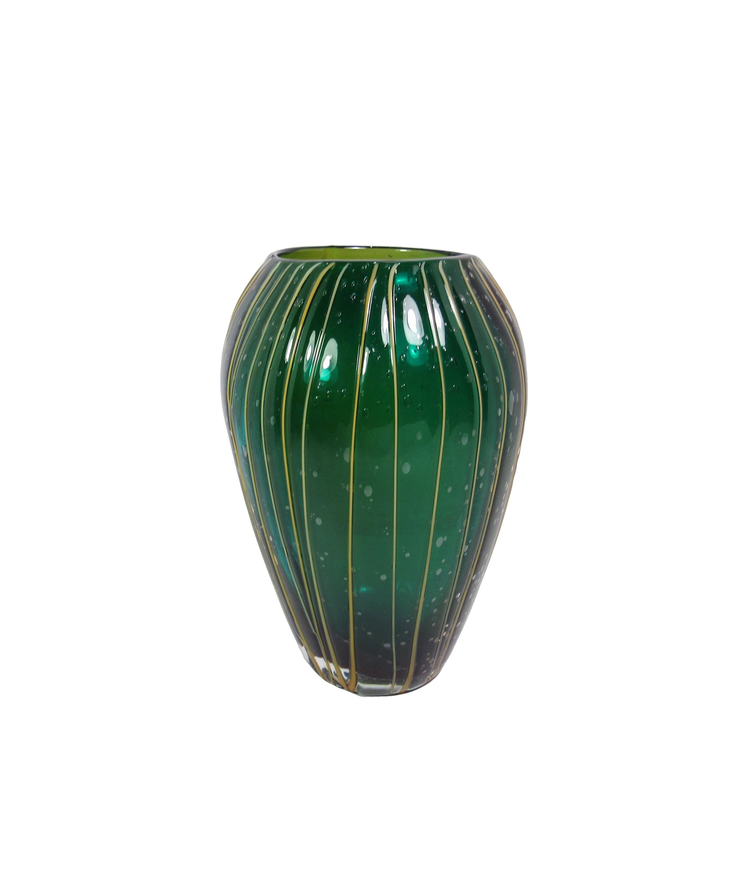 emerald green glass vase of hand blown emerald glass shoulder vase with gold glass etsy pertaining to dzoom