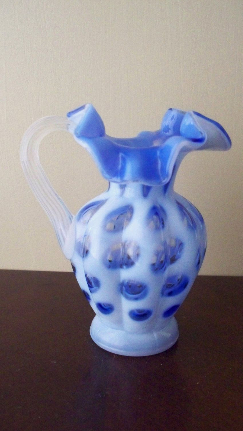 23 Popular Fenton Blue Glass Vase Antique 2024 free download fenton blue glass vase antique of fenton art glass blue coin dot handled pitcher ruffled crimped top with fenton art glass blue coin dot handled pitcher ruffled crimped top signed mint