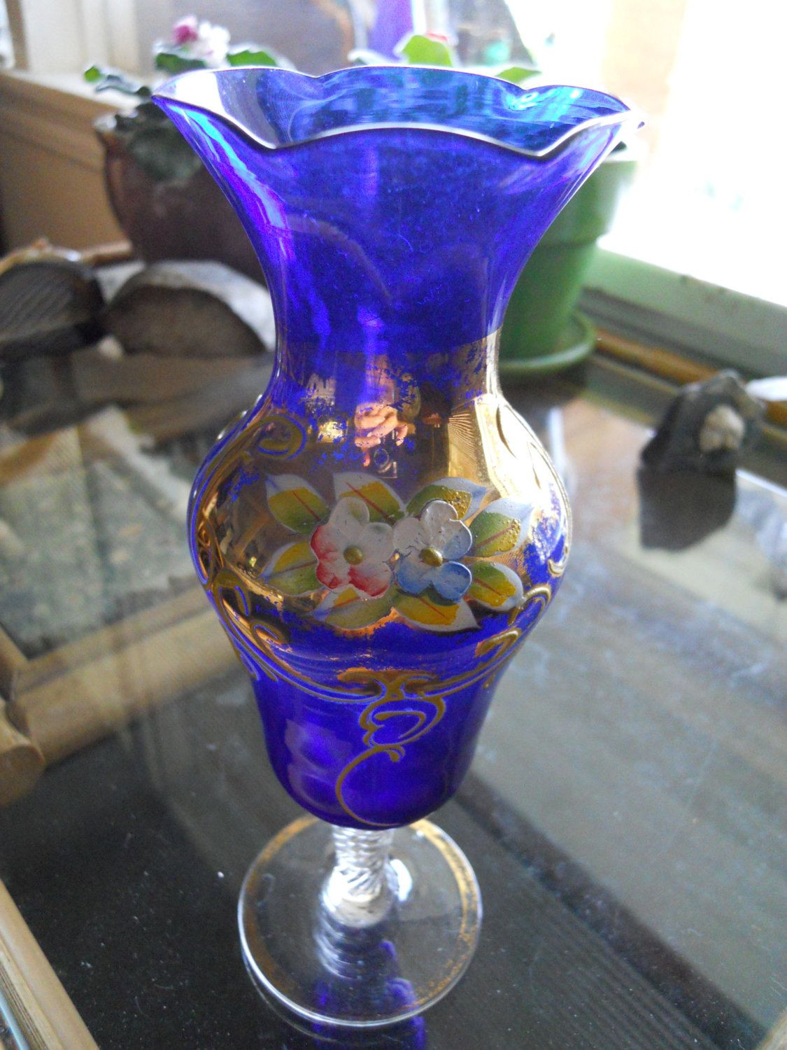 30 Stylish Fenton Hobnail Bud Vase 2024 free download fenton hobnail bud vase of venetain glass bud vase in cobalt with hand painted flowers and within vintage cobalt blue vaseczech bohemian3 vasesblue glass bud vases