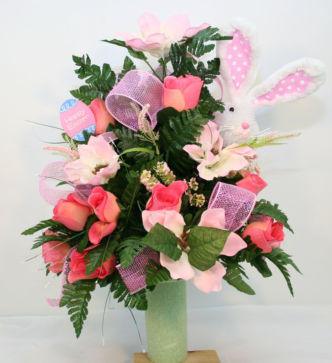 30 attractive Flowers for Headstone Vases 2024 free download flowers for headstone vases of easter bunny cemetery vase flower arrangement featuring pink throughout easter bunny cemetery vase flower arrangement featuring pink magnolias and pink roses b