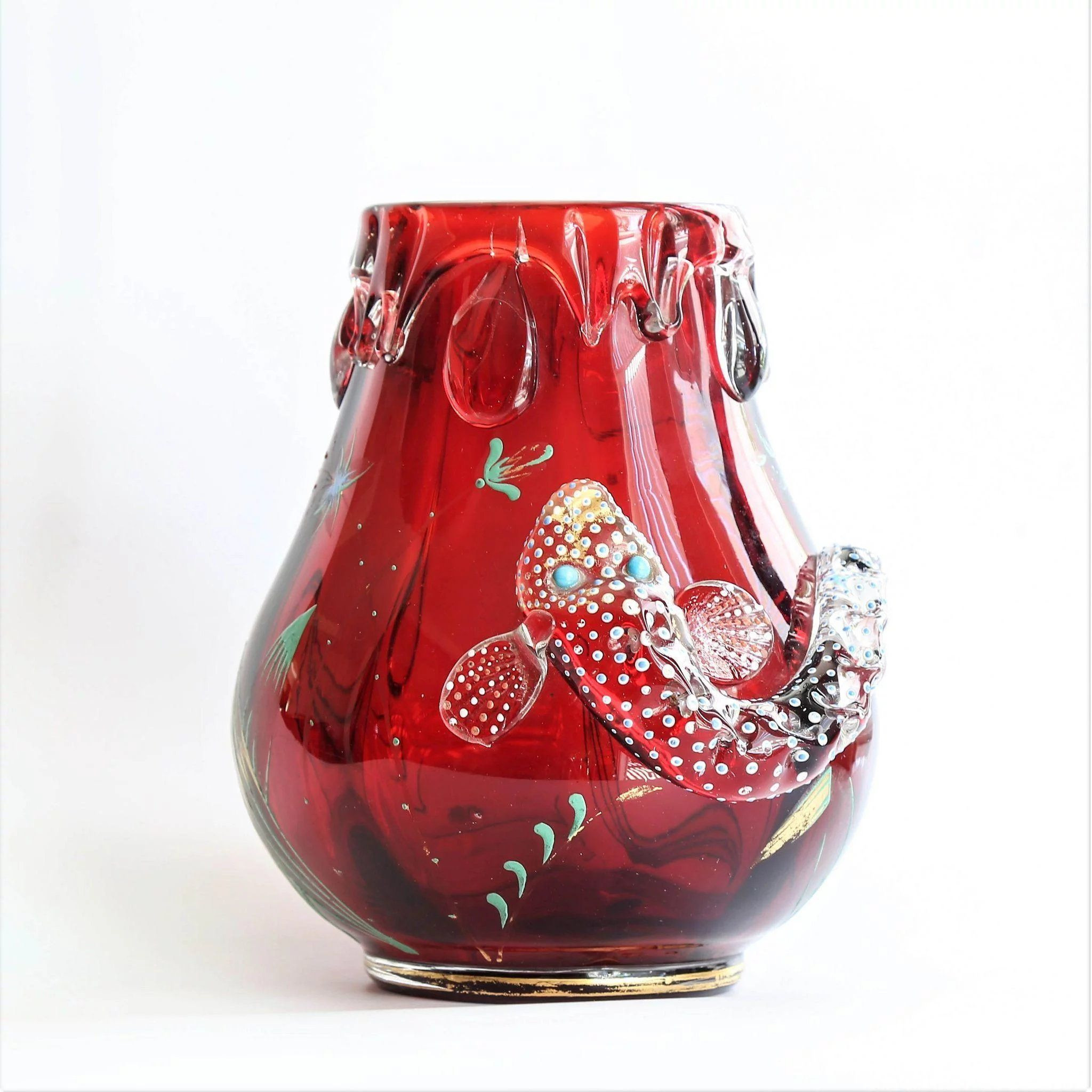 19 Lovely Heart Shaped Glass Vase 2024 free download heart shaped glass vase of rare circa 1900 moser ruby red vase with enameled fish in 2018 for title rare circa 1900 moser ruby red vase with enameled fish price 995 usd category antiquesby p