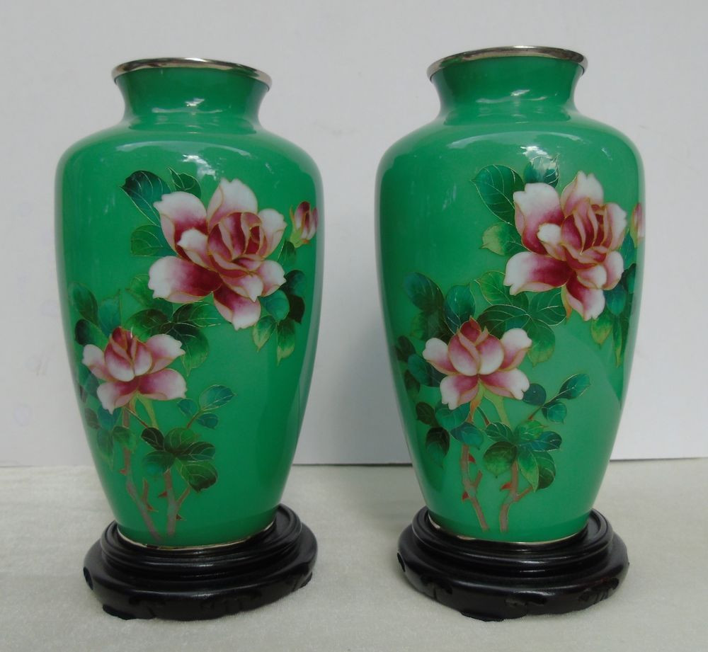 14 Popular Japanese Cloisonne Vase Value 2024 free download japanese cloisonne vase value of vintage japanese cloisonne ginbari pair pale green vases pink roses intended for vintage japanese cloisonne ginbari pair pale green vases pink roses silver r