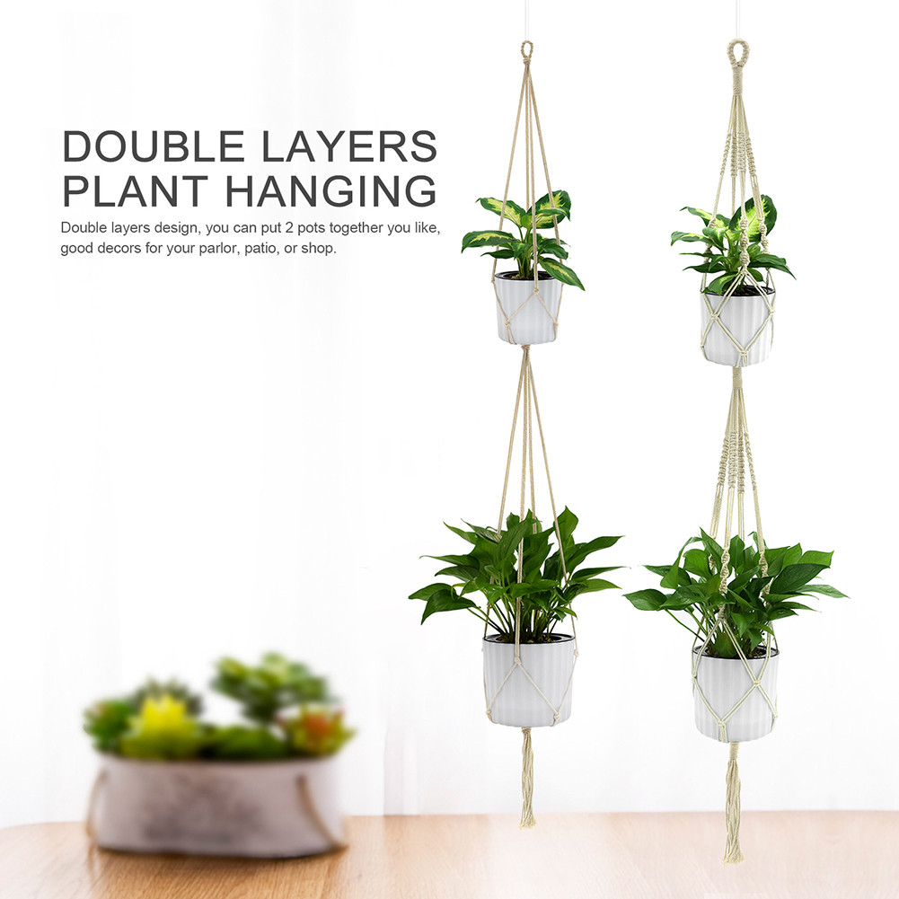 22 Fabulous Macrame Hanging Flower Vase 2024 free download macrame hanging flower vase of double layer handmade cotton flower pot holder hanging basket flower regarding shipping methods