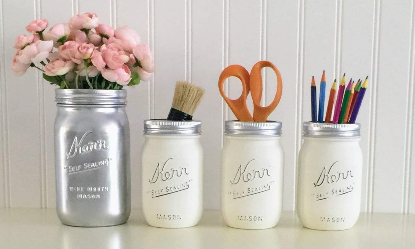 21 Amazing Mason Jar Vase On Wood 2024 free download mason jar vase on wood of amazon com mason jar desk dacor 4 piece set silver and white throughout amazon com mason jar desk dacor 4 piece set silver and white office accessories makeup organ