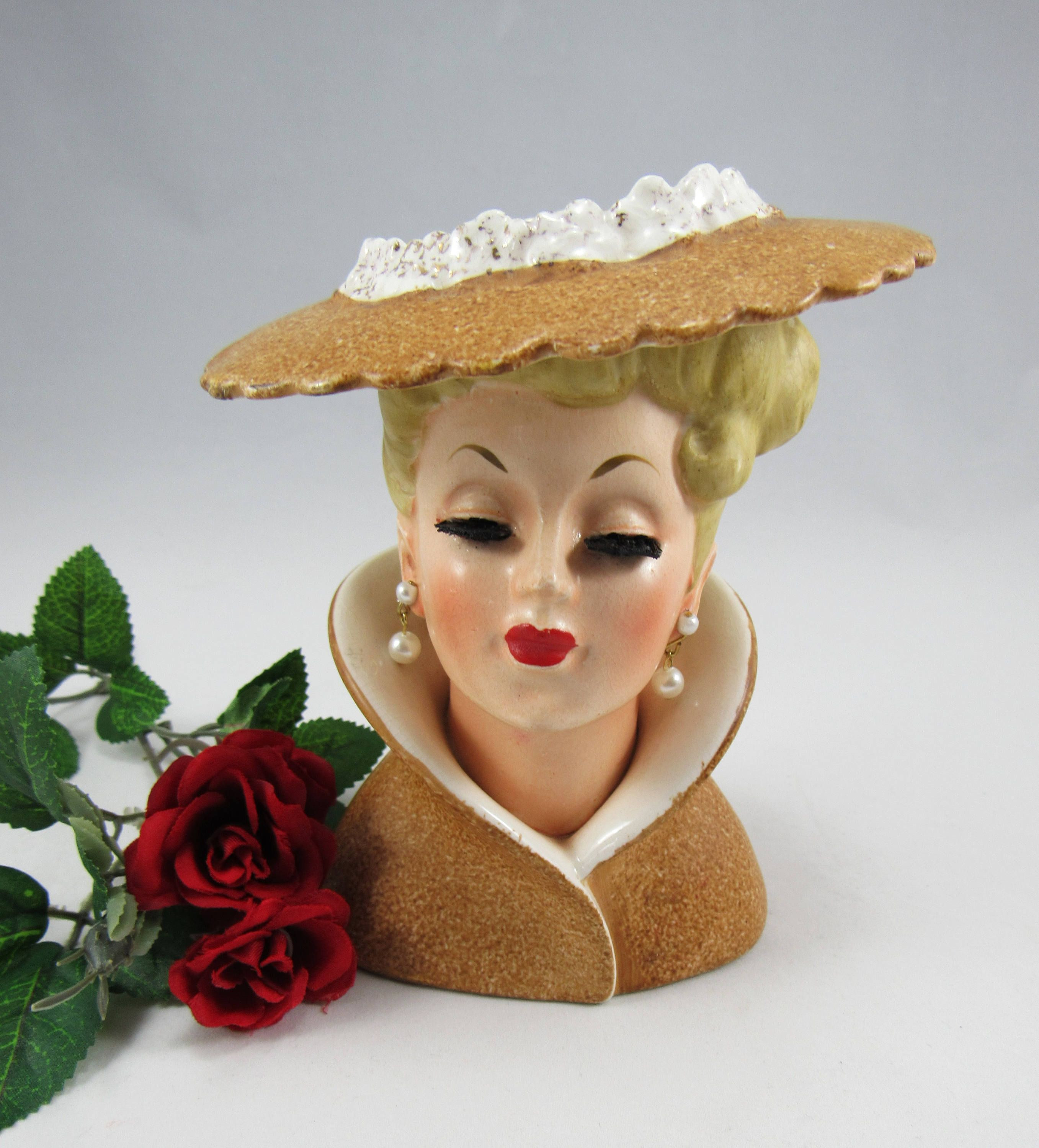 17 Fashionable Napco Lady Head Vase 2024 free download napco lady head vase of wendy wendydez pinterest profile statistics throughout product napco vintage lady head vase with bristle lashes gold dress and hat hanging pearl