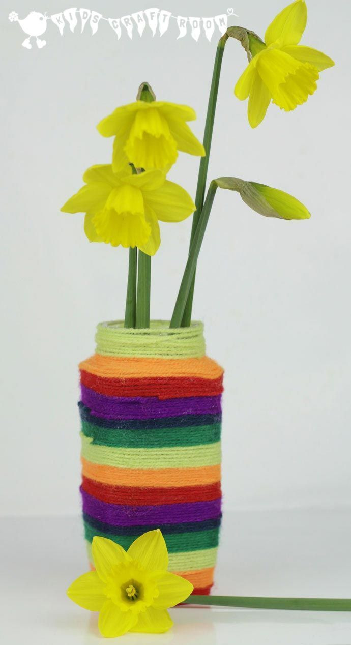 18 Awesome Paper Vase Craft 2024 free download paper vase craft of yarn covered vase or desk tidy mothers jars and fathers day with yarn covered vase or desk tidy