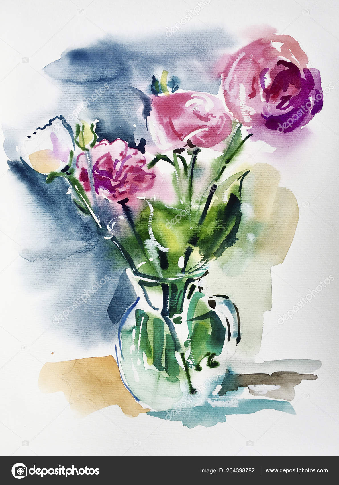 12 Awesome Pink Roses In Glass Vase 2024 free download pink roses in glass vase of watercolor artwork of pink flowers in a glass vase stock regarding original watercolor artwork of pink flowers in a glass vase still life illustration fotografie 