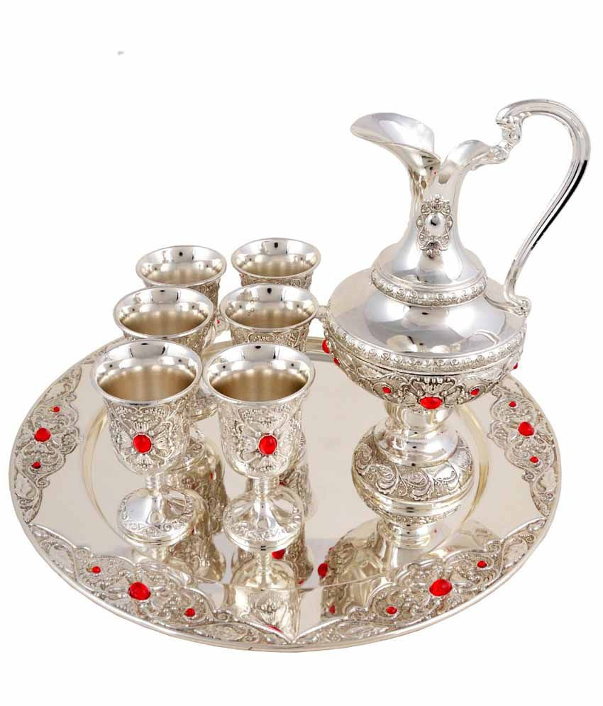 19 Popular Silver Vase Set 2024 free download silver vase set of craftghar silver wine surahi and set of 6 glasses buy online at regarding craftghar silver wine surahi and set of 6 glasses