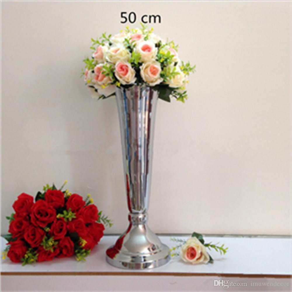 Silver Vase Set Of Silver Gold Plated Metal Table Vase Wedding Centerpiece event Road for Silver Gold Plated Metal Table Vase Wedding Centerpiece event Road Lead Flower Rack Home Decoration