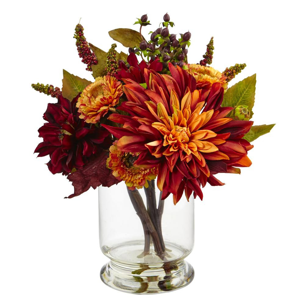 13 attractive Tall Floor Vases with Artificial Flowers 2024 free download tall floor vases with artificial flowers of nearly natural 16 in dahlia and mum with vase 4132 the home depot inside dahlia and mum with vase