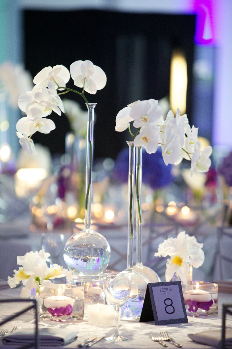 10 Recommended Tall Glass Vases for Wedding Centerpieces 2024 free download tall glass vases for wedding centerpieces of modern purple blue white wedding at contemporary chicago venue with regard to long neck vase with orchids at round reception table