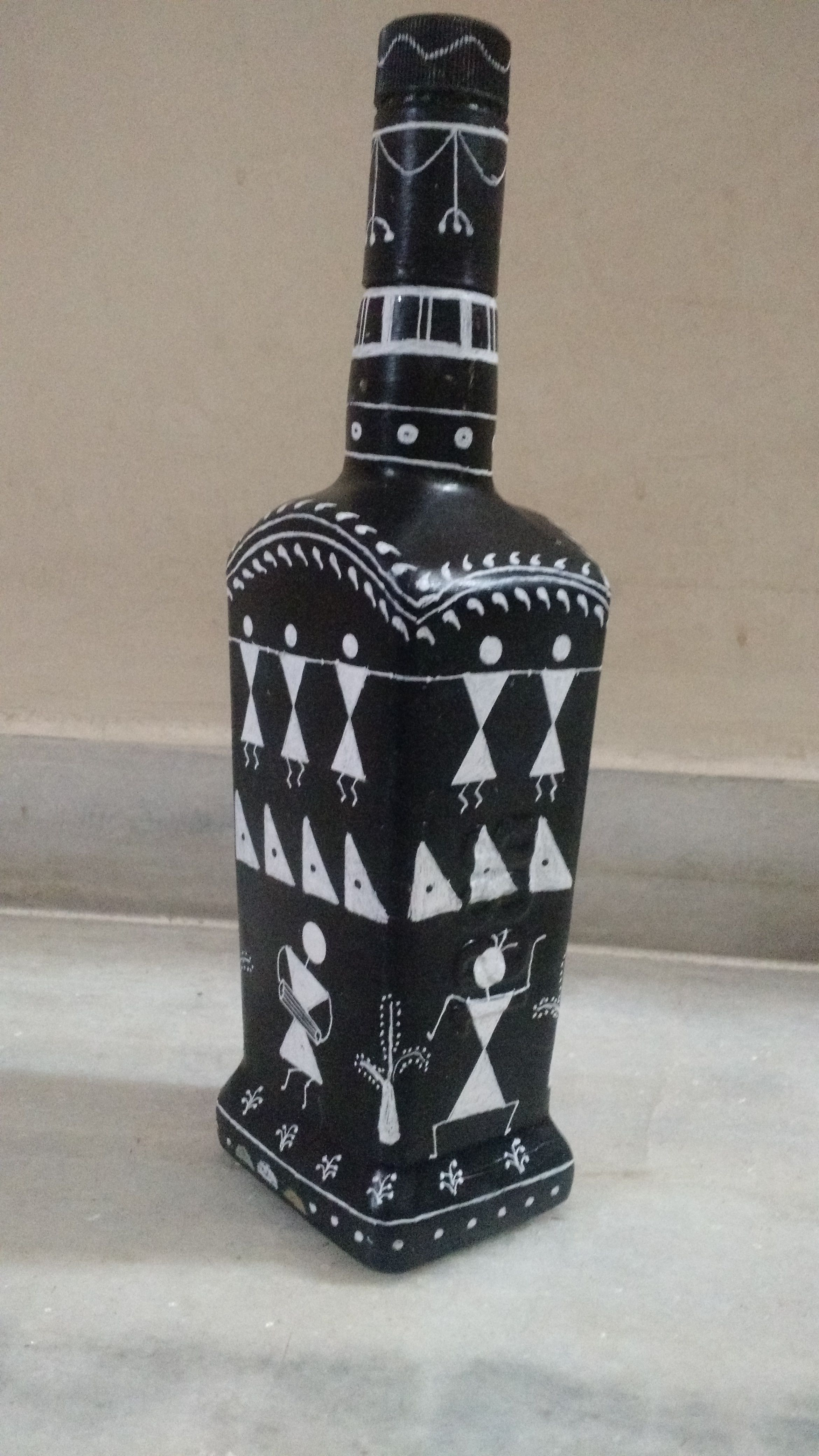 24 Cute Vase Painting Kit 2024 free download vase painting kit of wine bottle painting painted indian warli art in black n white regarding wine bottle painting painted indian warli art in black n white color