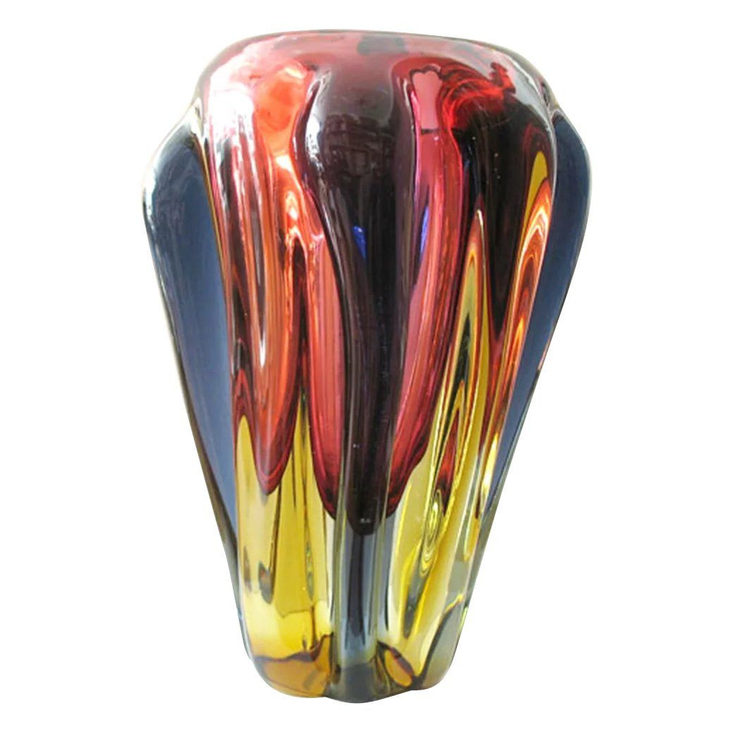 25 Spectacular Vintage Murano Glass Vase 2024 free download vintage murano glass vase of vintage large heavy 50s murano glass vase red blue yellow c 1950 within vintage large heavy 50s murano glass vase red blue yellow c 1950