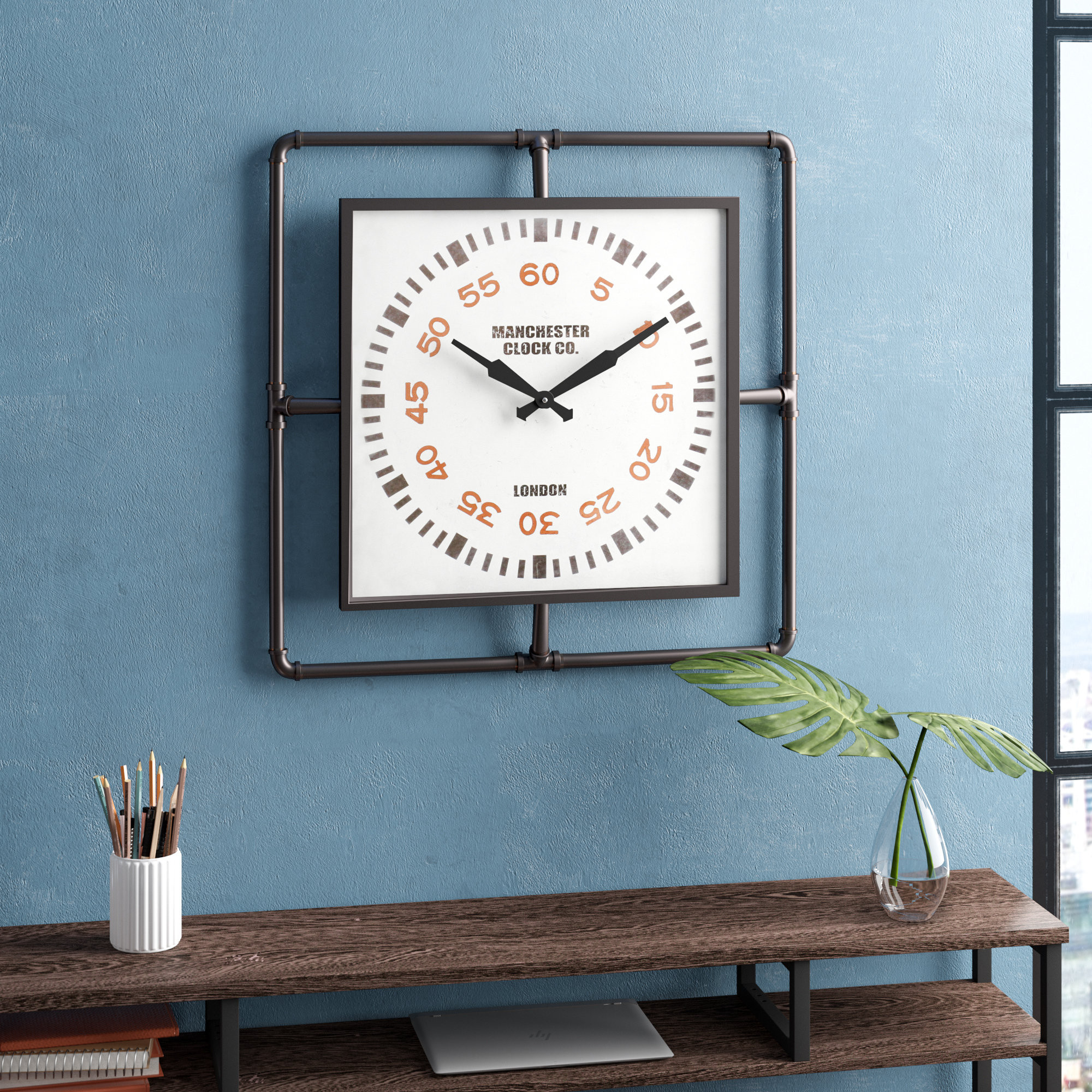 24 Stylish Vintage Wall Pocket Vases 2024 free download vintage wall pocket vases of trent austin design melanie industrial wall clock reviews wayfair intended for melanie industrial wall clock